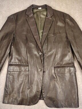 Men's J.CREW Coffee Genuine Leather Blazer Jacket Size Medium